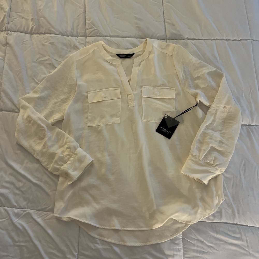 Simply Vera Vera Wang Men's Cream Button Down Shirt